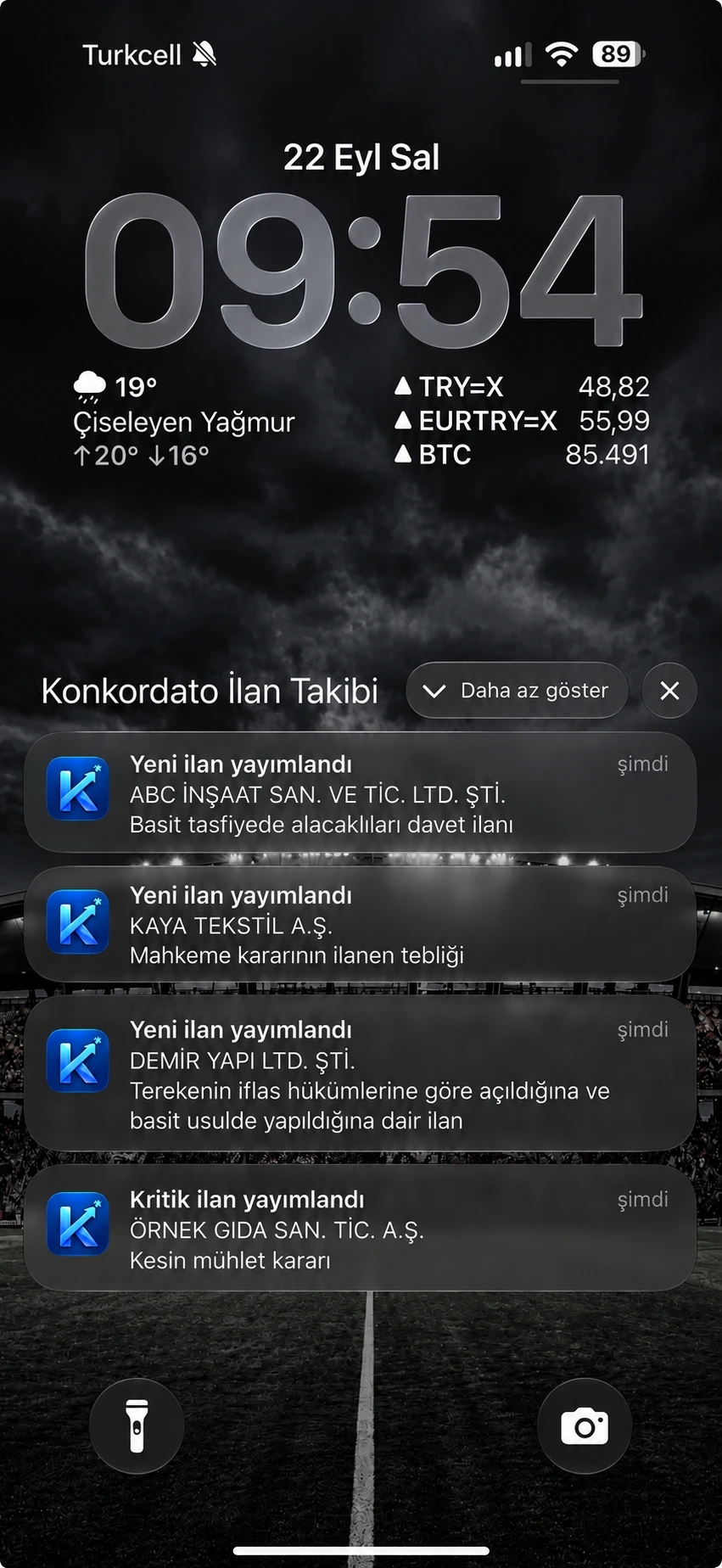 Konkordato İlan Takibi bildirimleri